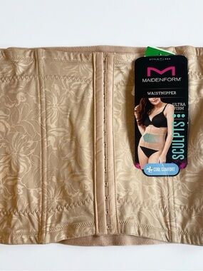 NWT MAIDENFORM WOMEN’S SHAPEWEAR EXTRA FIRM SHAPING WAIST TRAINER BEIGE SIZE L